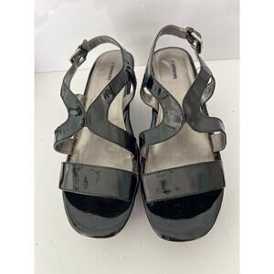 Express Women’s Black Patent Platform Sandals Size 9.